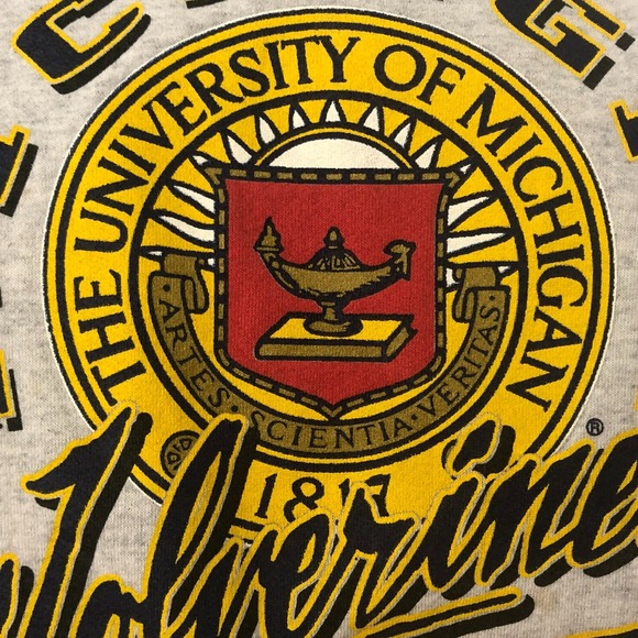 Sz L Vintage Home Team Gray Grey Michigan Pullover Crewneck Sweatshirt Women USA - Picture 4 of 16